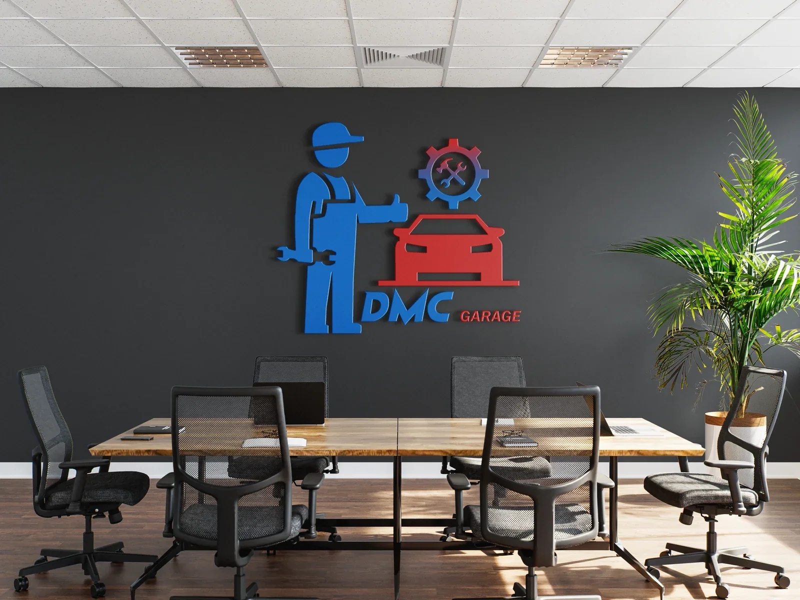 Signalétique murale de la salle de réunion — DMC Garage